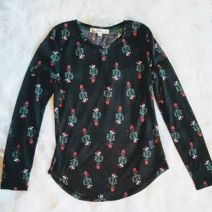 WALLFLOWER Christmas Cactus Long Sleeve Shirt